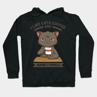Funny Angry Cat Coffee Lover Feline Morning Animal Hoodie